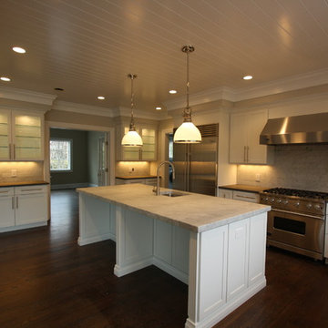 Wainscott NY - Hamptons Contemporary Kitchen - Marble Tops - White Painted Maple