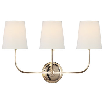 Vendome Triple Sconce in Polished Nickel with Linen Shades