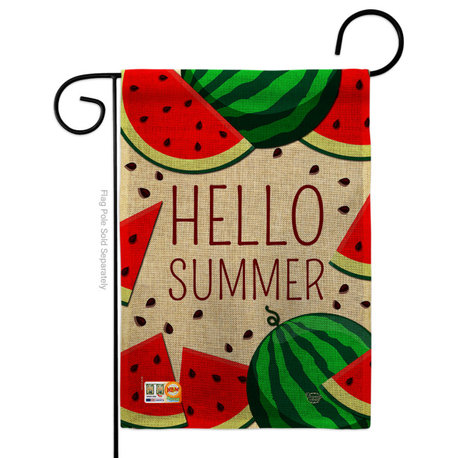 Watermelon Summer Burlap Garden Flag Double-Sided 13x18.5