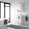Modern White Bathroom Vanity Set, Chrome Hardware, Vireous China Sink Top