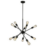 Eglo - 10-Light, 60W Open Bulb Pendant, Black - Add a lighting fixture that speaks to your guests with the Etris Row 10 Light Open bulb Pendant by Eglo. With the adjustable arms you can direct the light in the location that best fits your needs and adding a vintage bulb will give this pendant the bold statement you seek.