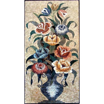 Mosaic Wall Art, The Colorful Roses, 20"x41"