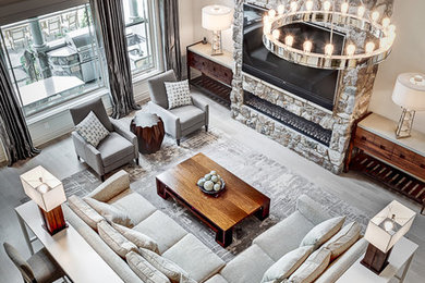 Inspiration for a contemporary family room remodel in New York