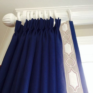 Pinch Pleat Drapery Panels with Tape Trim