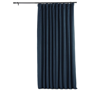 Signature Midnight Blue Doublewide Blackout Velvet Curtain Single Panel, 100"x96"