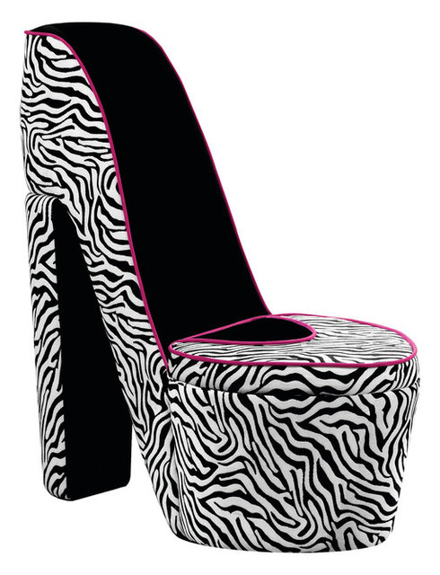 Small Upholstered Zebra Black With Pink T Shoe Chair Small Upholstered Zebra Black With Pink T Shoe Chair Storage