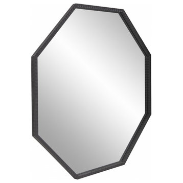 Ronan Matte Graphite Octagonal Mirror, Modern, Metal, 40 X 40