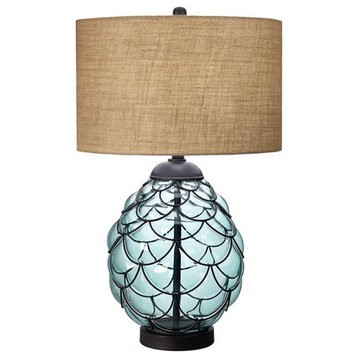 Pacific Coast Lighting 28.5" Blown Glass and Metal Table Lamp in Sea Blue