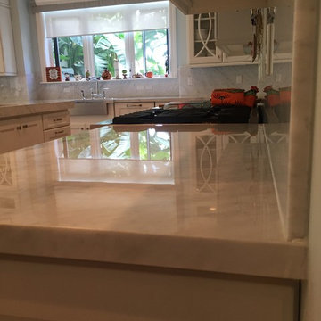 White Carrera kitchen countertops
