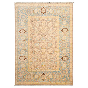 6'x8'9'' Hand Knotted Wool Peshawar Oriental Area Rug, Taupe Color