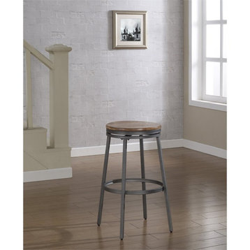Bowery Hill 30" Transitional Metal/Wood Backless Bar Stool in Slate Gray