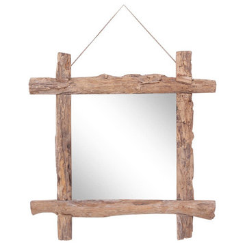 vidaXL Log Mirror Makeup Mirror for Home Hallway Natural Solid Reclaimed Wood
