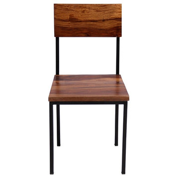 Timbergirl Solid Seesham Wood And Metal Chair, Set of 2