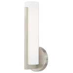 Livex Lighting - Livex Lighting Brushed Nickel LED Light ADA Wall Sconce - State of the art LED components deliver superior quality of light for the bathroom area while the sleek design and brushed nickel finish adds sophistication with a modern look. The satin white cylindrical  acrylic diffuses the light to provide a soft glow.