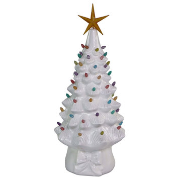 3-Ft. Resin Christmas Tree With Illuminated Star and Vintage Bulb Covers, White