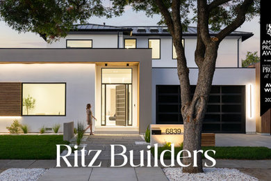 Example of a huge trendy two-story exterior home design in San Francisco