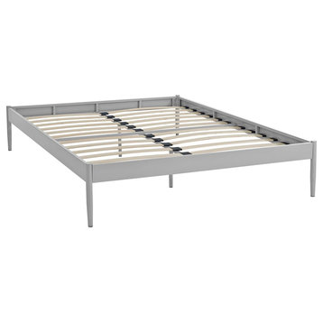 Modern Contemporary Urban King Size Platform Bed Frame, Gray Gray, Metal Steel