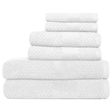 Hyped Honeycomb 6 Piece Bath Towel Set, White