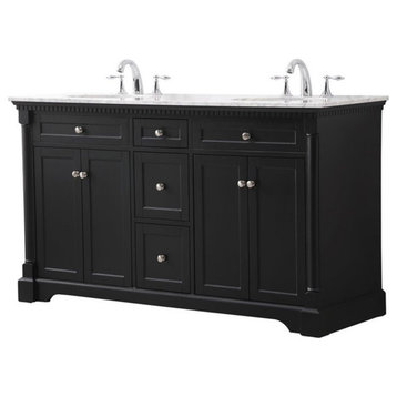 Elegant Decor Clarence 60" Solid Wood Metal Double Bathroom Vanity Set in Black