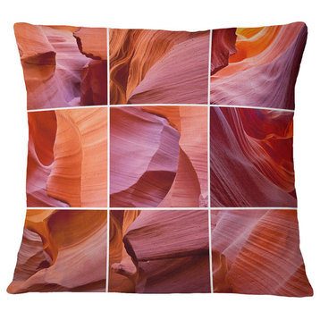 Antelope Canyon Collage Landscape Photo Throw Pillow, 16"x16"