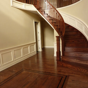 Red Oak - finished with Jacobean and Ebony featuring Maple Boarders