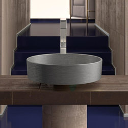 Pert Rho Metal Fancy Bath Sink | Brushed Dark Metal - Bathroom Sinks