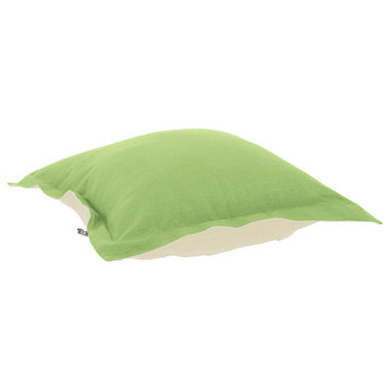 Slub Grass Puff Ottoman Cushion Linen, Green