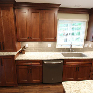 Transitional Cherry Kitchen with Beige and White Quartz Countertop ~ Akron, OH
