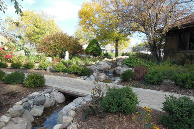Design ideas for a brick water fountain landscape in Milwaukee.