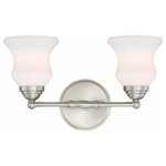 Lite Source Inc - 2-LITE VANITY LAMP, BRUSHED NICKEL/FROST GLASS, E27 A 100Wx2 - 2-lite Vanity Lamp, Brushed Nickel/frost Glass, E27 A 100wx2