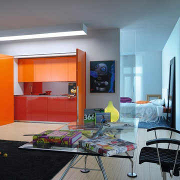 Hidden kitchen for small apartment