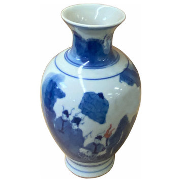 Chinese Red Blue White Porcelain Hand-painted Graphic Small Vase Hws1620