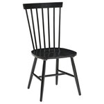 OSP Home Furnishings - Eagle Ridge Dining Chair, Black Finish, Set of 2 - Add the charm of a sunny farmhouse kitchen with our classic Eagle Ridge, Windsor style, solid wood dining chair. Finished in a beautiful painted white finish with natural wood seat, our chair will sit pretty around any table or pair nicely with a desk adding a contemporary trendy feel. Traditionally made from solid wood, the 7 spindles join the curved top rail to form a truly comfortable chair with heirloom qualities. Elegant tapered legs and saddle seat complete this time-tested design. This chair will arrive at your door thoughtfully packed with simple easy to follow assembly instructions.