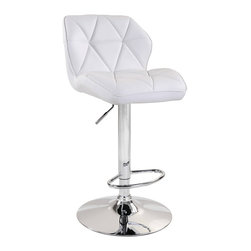 Modern Diamond Adjustable Bar Stool | White (Set of 2) - Bar Stools And Counter Stools