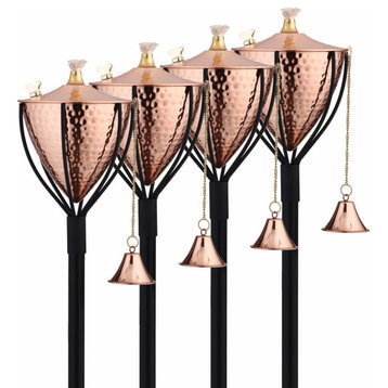 Amsterdam Hammered Copper Tiki Torch - 4 Pack