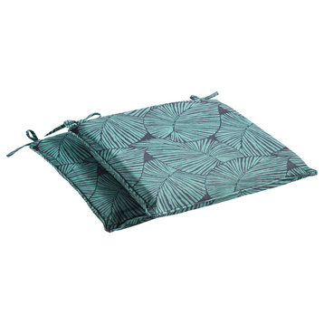 Blue Tropical Outdoor Chair Pad Set, 19x19