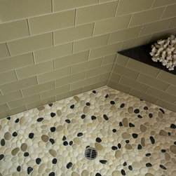Island Stone Rectangular Beach Glass with Pebble floor - Tile