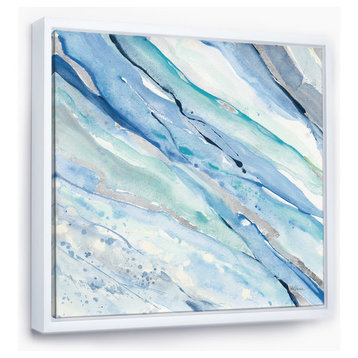 Designart Blue Silver Spring I Modern Lake House Framed Wall Art, White, 30x30