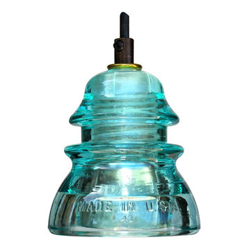 Insulator Light Pendant 500 Lumen Dimming, Aqua Non Beaded