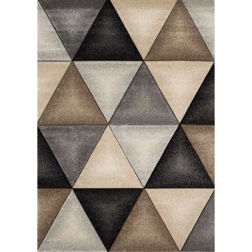 Fairfield Collection Gray Beige Brown Triangles Rug, 7'10"x10'6"