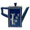 Navy Blue Porcelain White Bamboo Pattern Teapot Shape Display Hws2357