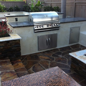 Pool Deck Remodel - Custom concrete, bbq and depressed fire pit