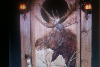 Moose door w/ 3D antlers