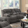 Coaster Weissman Fabric Motion Loveseat with Console in Gray