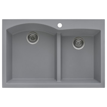 Ruvati 33 x 22 inch Topmount Kitchen Sink, Silver Gray