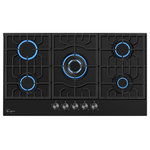 Empava - Empava 30" Gas Stove Cooktop 5  Burners NG/LPG Convertible in Tempered Glass - Empava 30 in. Gas Stove Cooktop 5 Italy Sabaf Sealed Burners NG/LPG Convertible in Black Tempered Glass EMPV-30GC26