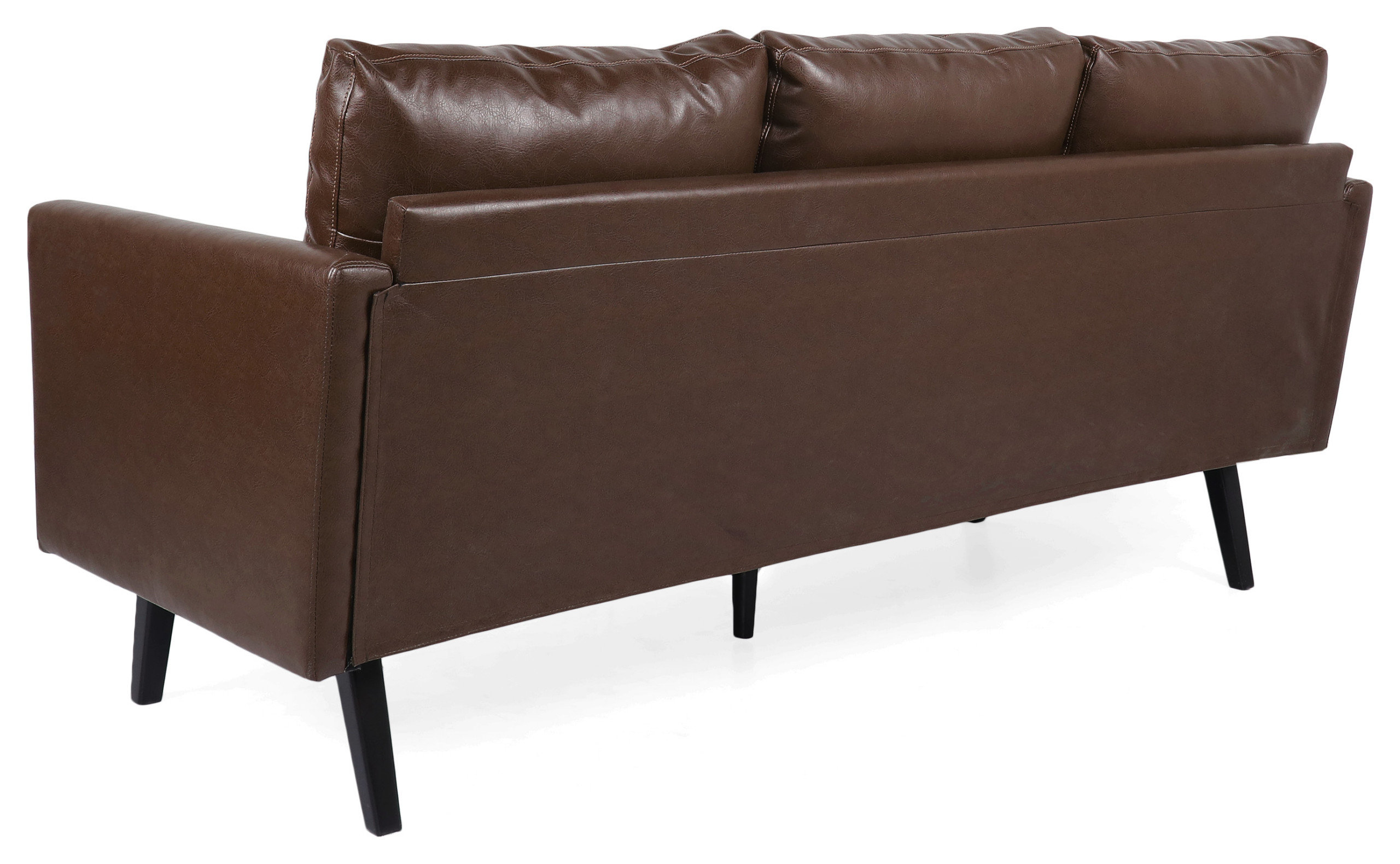 Dowd Mid Century Modern Faux Leather 3 Seater Sofa - Midcentury - Sofas ...