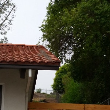 Seamless Box Style Gutters on Tile Roof Home in Santa Ana