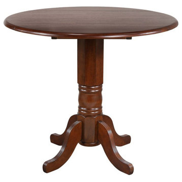 Sunset Trading Andrew 42" Round Extending Dropleaf Pub Table Chestnut Brown Wood
