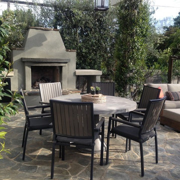 Creating outdoor rooms in terraced back yard
